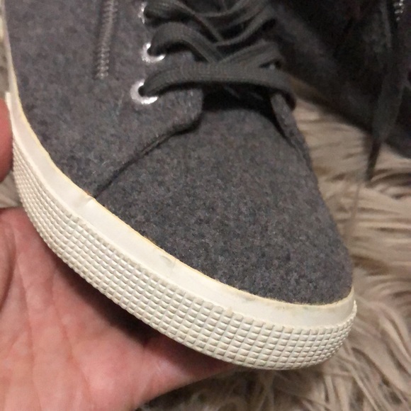 Superga Wool Blend HighTops-Gray-Sz 39.5-Side Zip Details/Lace Up Front - Picture 14 of 16